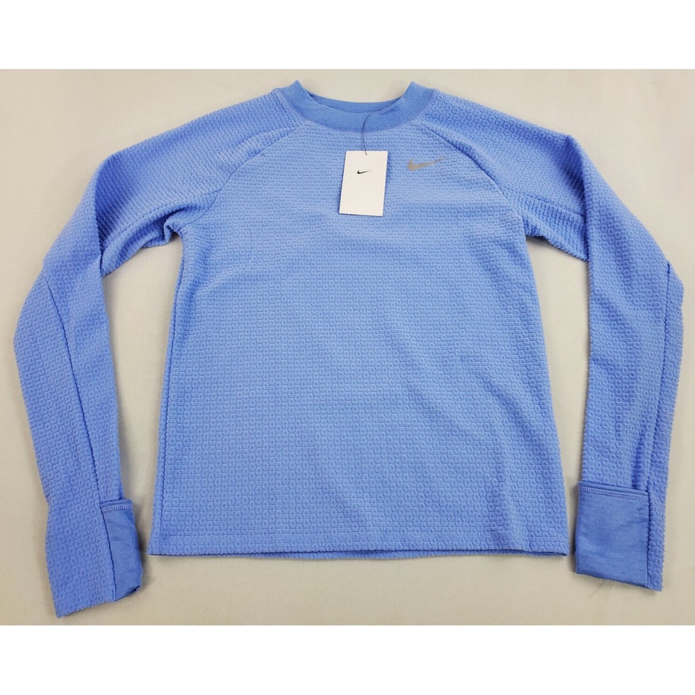 Nike Running Women Shirt DM1493-478 Blue Dri-FIT Zip Pocket XS